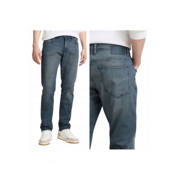 Blugi Barbati -  Josh Regular - Straight Fit - Talie Medie - Fermoar - Lungi - 5 Buzunare - Bumbac - W38-L32 US - Albastru