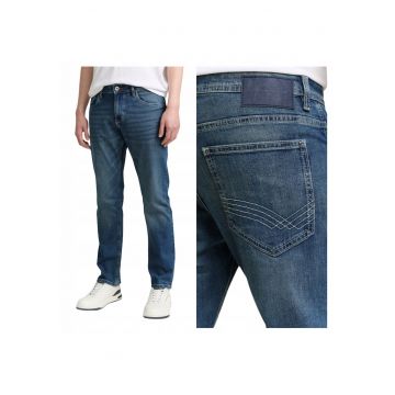 Blugi Barbati -  Marvin - Straight Fit - Talie Medie - Fermoar - Lungi - 5 Buzunare - Bumbac - W38 L32 - Albastru