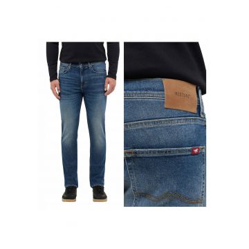 Blugi Barbati -  Orlando Slim - Slim Fit - Talie Joasa - Fermoar - Lungi - 5 Buzunare - Bumbac - Albastru - Albastru