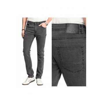 Blugi Barbati -  Sebb - Straight Fit - Talie Medie - Fermoar - Lungi - 5 Buzunare - Bumbac - W38 L32 - Gri