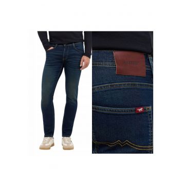 Blugi Barbati -  Style Oregon Slim - Slim Fit - Talie Joasa - Fermoar - Lungi - 5 Buzunare - Bumbac - W31-L30 US - Albastru