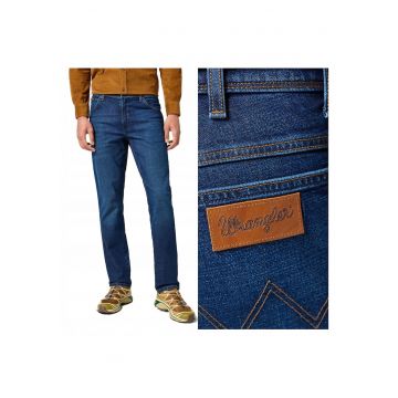 Blugi Barbati -  Texas Slim - Slim Fit - Talie Inalta - Fermoar - Lungi - 5 Buzunare - Bumbac - Albastru - Albastru