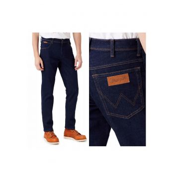 Blugi Barbati -  Texas Slim - Slim Fit - Talie Medie - Fermoar - Lungi - 5 Buzunare - Bumbac - Albastru - Albastru