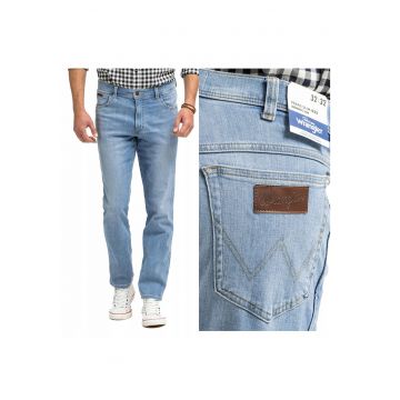 Blugi Barbati -  Texas Slim - Slim Fit - Talie Medie - Fermoar - Lungi - 5 Buzunare - Bumbac - W34 L32 - Albastru - Albastru