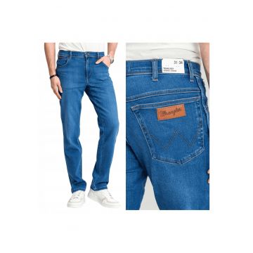 Blugi Barbati -  Texas - Straight Fit - Talie Medie - Fermoar - Lungi - 5 Buzunare - Bumbac - Albastru - Albastru