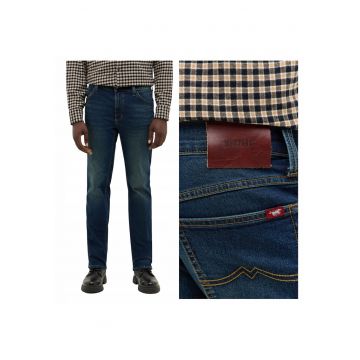 Blugi Barbati -  Tramper Straight - Straight Fit - Talie Medie - Fermoar - Lungi - 5 Buzunare - Bumbac - Albastru - Albastru