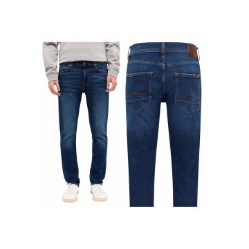 Blugi Barbati -  Vegas Slim - Slim Fit - Talie Medie - Fermoar - Lungi - 5 Buzunare - Bumbac - W32-L32 US - Albastru