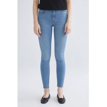 Blugi crop cu talie inalta - Albastru deschis