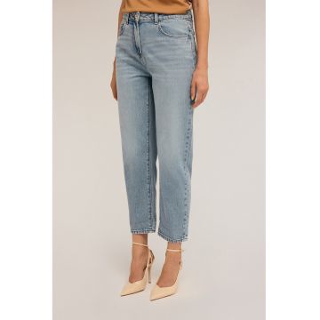 Blugi crop cu talie medie - Albastru deschis