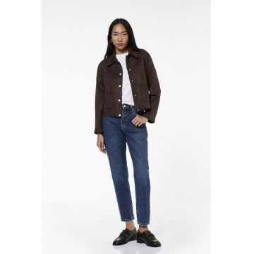 Blugi crop mom-fit - Albastru inchis