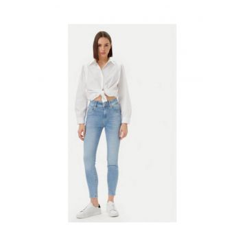 Blugi crop skinny cu talie inalta