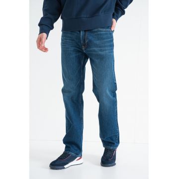 Blugi cu aspect decolorat - Albastru inchis