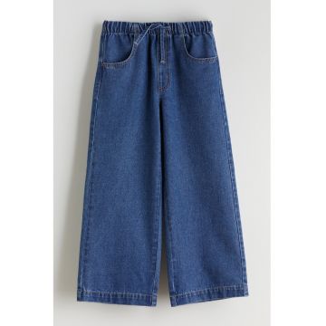 Blugi cu croiala ampla si snur in talie - Albastru