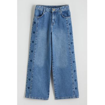 Blugi cu croiala ampla si talie ajustabila - Albastru melange