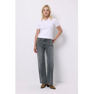 Blugi cu croiala dreapta si talie inalta - Gri inchis