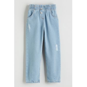 Blugi cu talie inalta - Albastru pastel