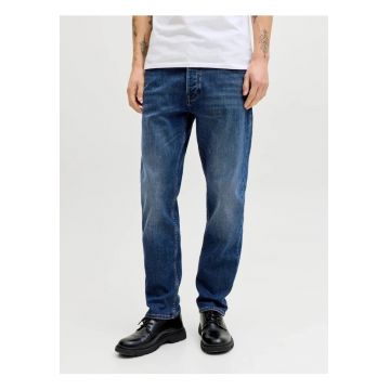 Blugi cu talie medie si croiala conica - Albastru inchis