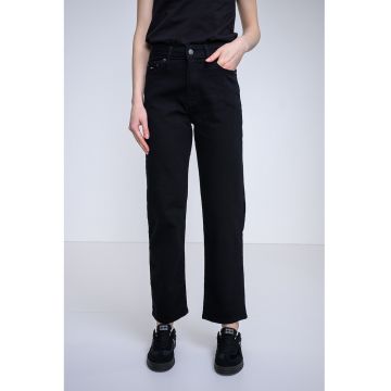 Blugi cu talie medie si croiala dreapta Kira - Negru