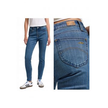 Blugi Dama -  CBL - Slim Fit - Talie Medie - Fermoar - Lungi - 5 Buzunare - Bumbac - Albastru - Albastru