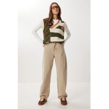 Blugi dama - Happiness Istanbul - talie inalta - bej - denim