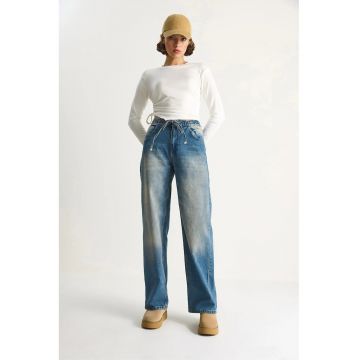 Blugi dama HiCCUP  Negustor - talie inalta - denim - albastru