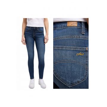 Blugi Dama -  High Rise Skinny - Slim Fit - Talie Medie - Fermoar - Lungi - 5 Buzunare - Bumbac - W27-L31 US - Albastru