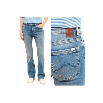 Blugi Dama -  Shelby Slim Boot - Slim Fit - Talie Medie - Fermoar - Lungi - 5 Buzunare - Bumbac - Albastru - Albastru