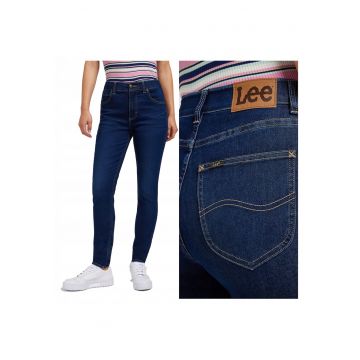 Blugi Dama -  ULC Skinny - Slim Fit - Talie Inalta - Fermoar - Lungi - 5 Buzunare - Bumbac - Albastru - Albastru