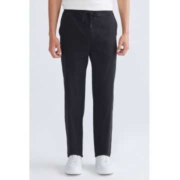 Blugi drepti cu snur - Negru stins