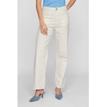Blugi drepti cu talie inalta - Alb fildes