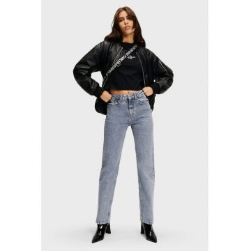 Blugi drepti  cu talie inalta - Gri