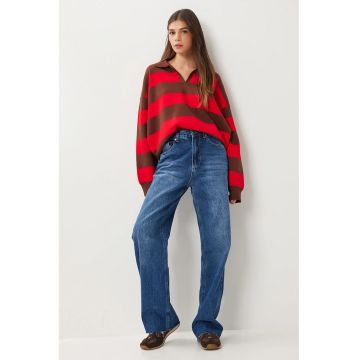 Blugi - Femei - Blugi din denim cu talie inalta - croiala dreapta ISTANBUL - Albastru