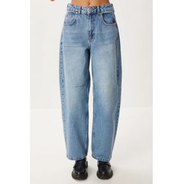 Blugi Happiness Istanbul High Waist Balloon Fit - Denim - Albastru