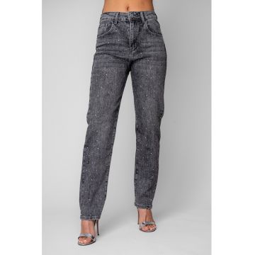 Blugi lungi cu strasuri Grey Anthracite 20033 - Gri
