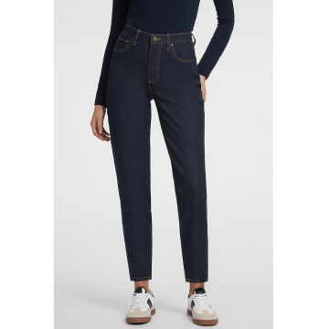 Blugi mom fit cu talie inalta - Bleumarin