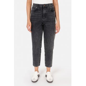 Blugi mom fit cu talie inalta - Negru stins