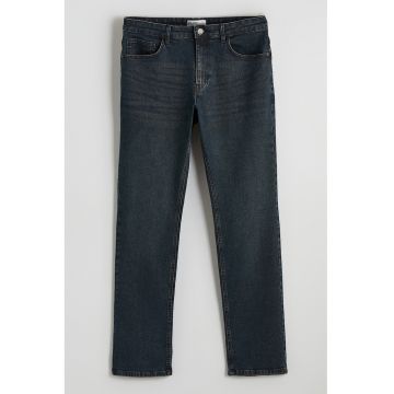 Blugi regular fit cu aspect decolorat - Albastru ultramarin