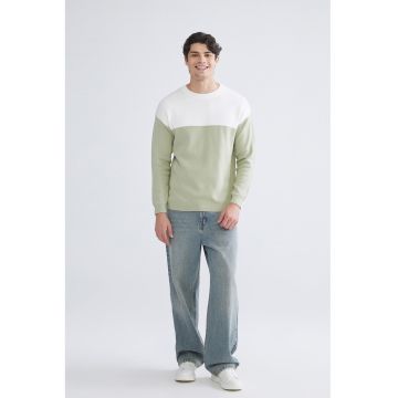 Blugi relaxed fit cu aspect uzat - Albastru deschis