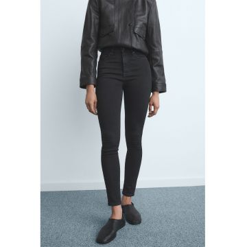 Blugi skinny cu talie inalta - Gri antracit