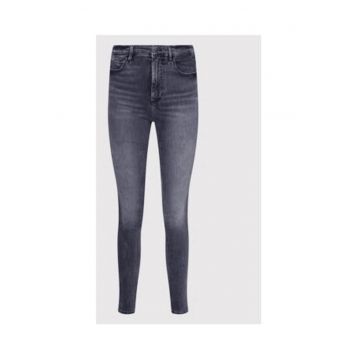 Blugi skinny uni cu talie inalta