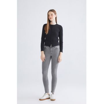 Blugi slim-fit cu aspect decolorat - Gri