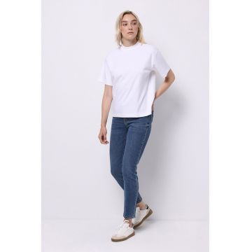 Blugi slim fit cu talie inalta - Albastru inchis