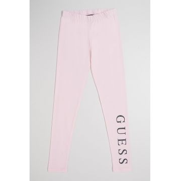 Colanti din amestec de bumbac cu imprimeu logo - Roz deschis