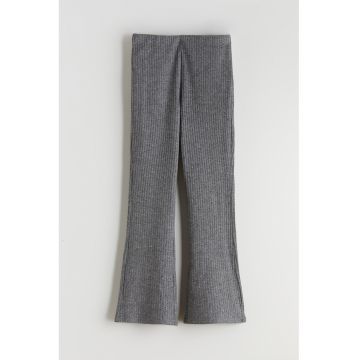 Colanti striati cu croiala bootcut - Gri inchis melange