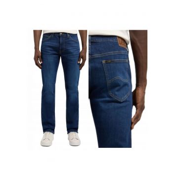 Jeansy Męskie  Daren Zip Fly Niebieskie Bawełniane Regular - Albastru