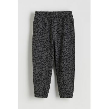 Pantaloni cu buline si talie elastica - Negru/Gri antracit