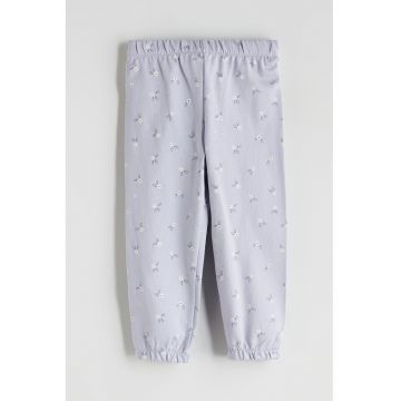 Pantaloni cu buline si talie elastica - Violet deschis