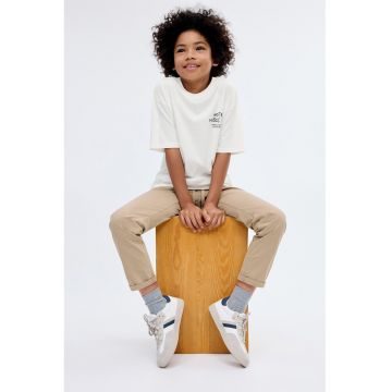 Pantaloni cu croiala dreapta si talie ajustabila - Maro camel