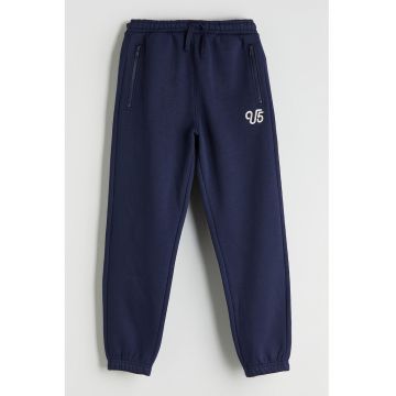 Pantaloni de trening cu buzunare cu fermoar - Bleumarin