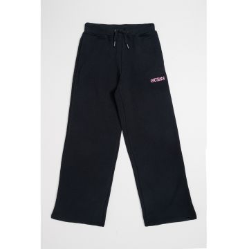 Pantaloni de trening cu croiala ampla si logo - Negru